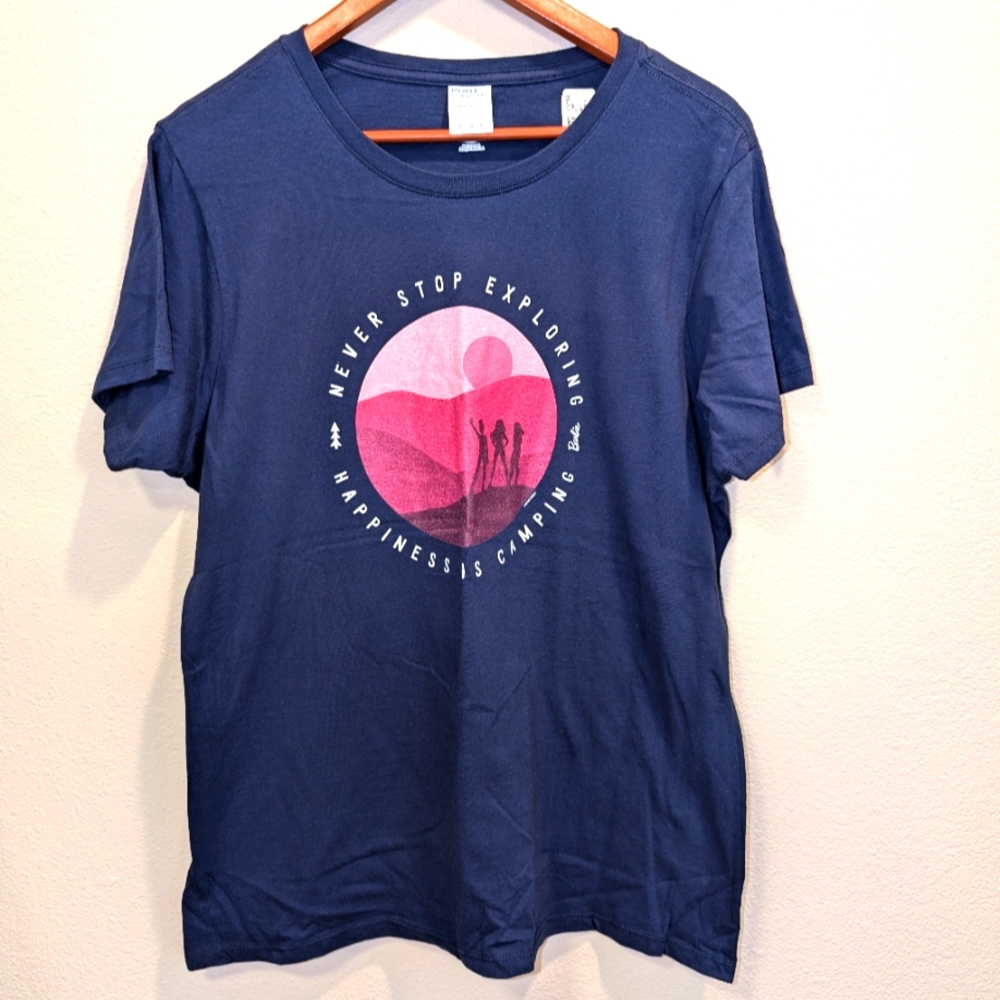 WOMENS XL T-SHIRT MATTEL BARBIE SIZE XL NAVY BLUE